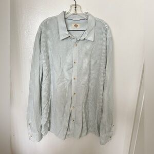 Marine Layer Hemp Blend Shirt Mens XXL Relaxed Fit Striped Button Up Long Sleeve